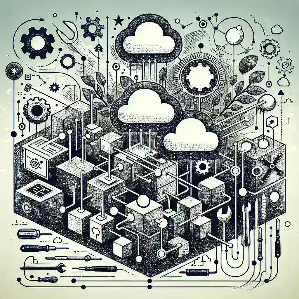 "Dashboard displaying various tools for managing microservices architecture, including monitoring, deployment, and orchestration solutions."