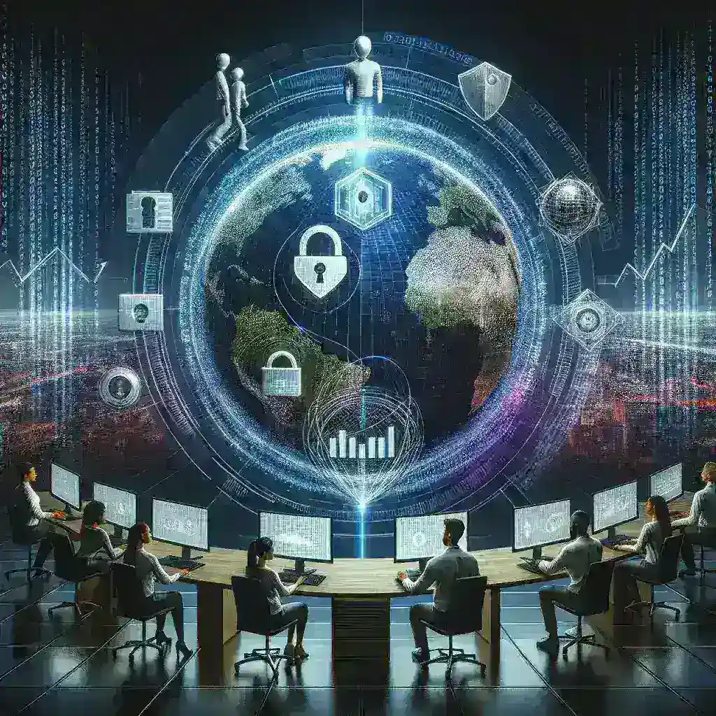 "Group of diverse professionals participating in a cybersecurity training workshop, enhancing their skills amidst increasing job opportunities in the tech industry."