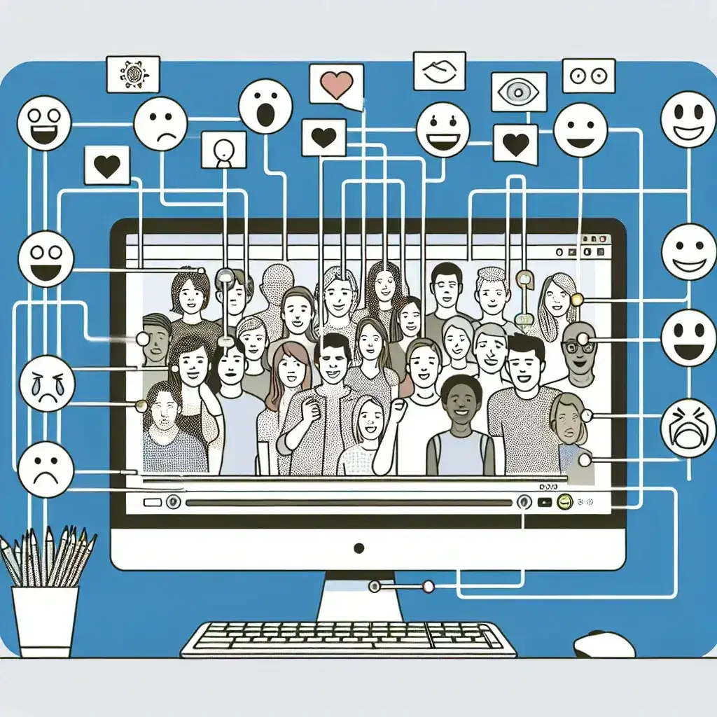 "AI-powered video emotion recognition technology: an illustrated guide showcasing the process of detecting emotions in video footage using advanced algorithms and machine learning techniques."